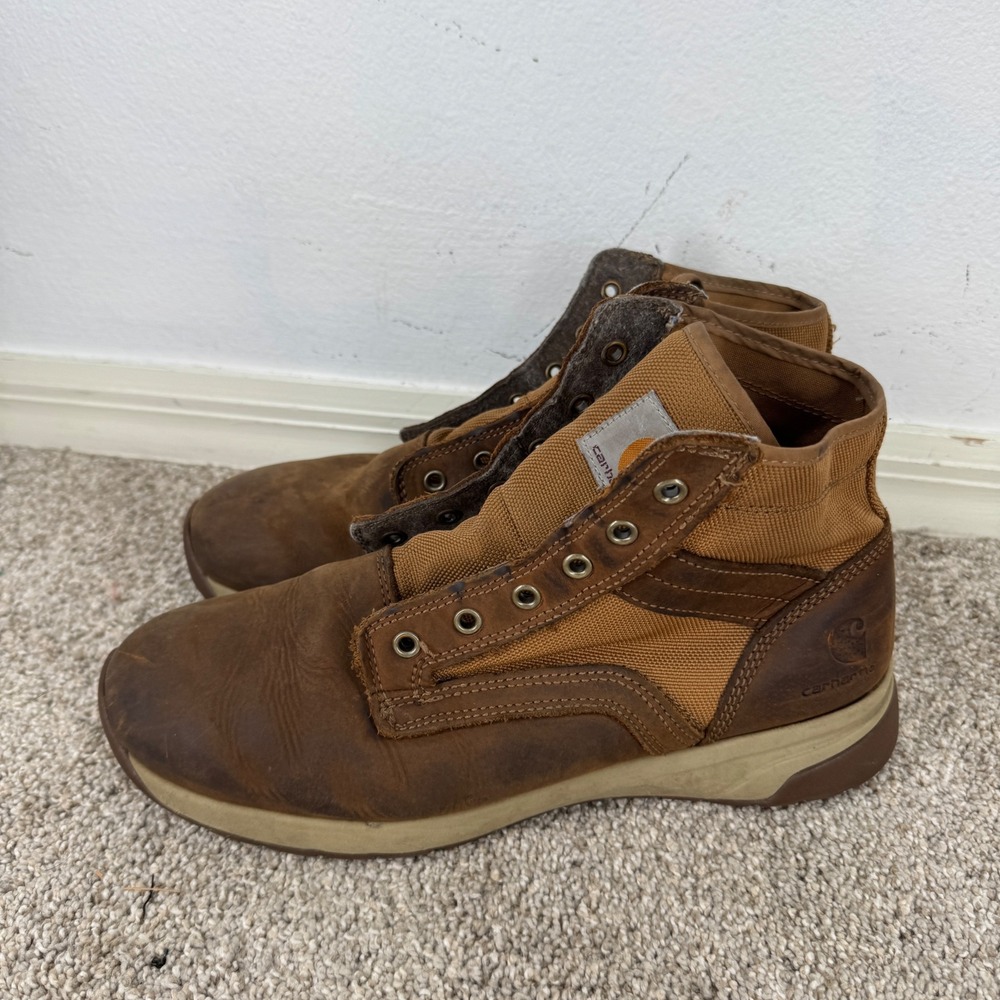 Carhartt Men FA5015-M Force Brown Leather Work Boots EH SR Size 10.5 M No Laces